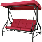 AOOU 3-Seat Patio Chair Deluxe Porch Swing with Adjustable Canopy Removable Cushion