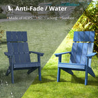 Modern Adirondack Chairs Set of 2, Navy Blue Plastic Adirondack Chair, High Back Poly Adirondack Fire Pit Chairs, Customized