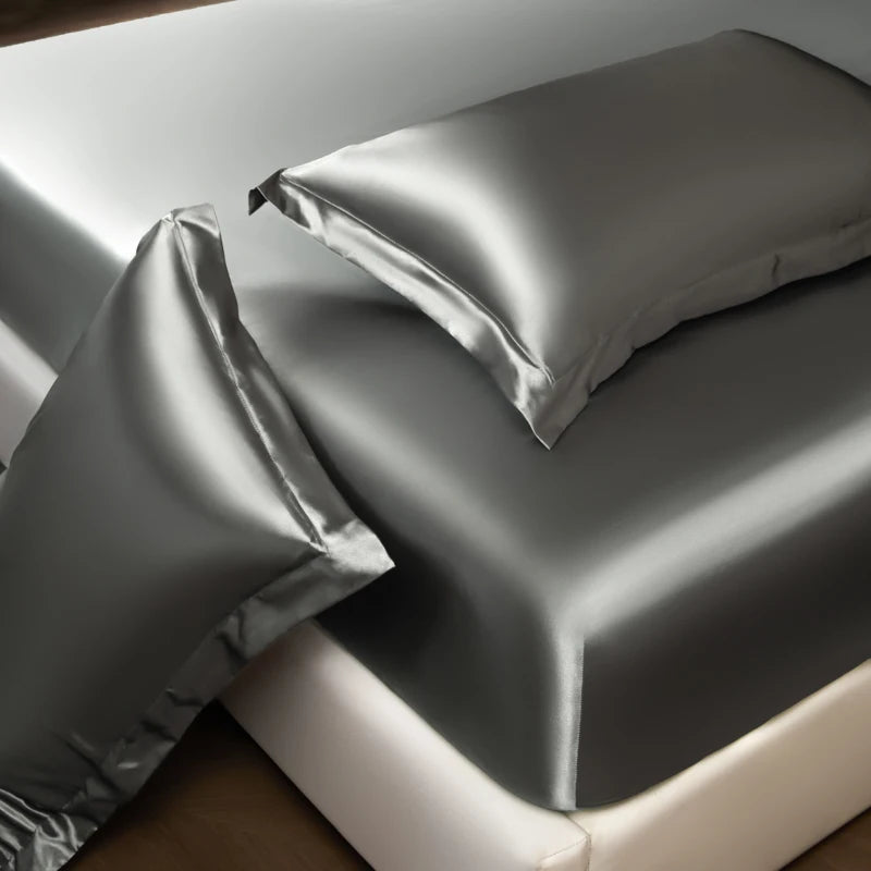 Solid Color Fashion Satin Fitted Sheet Rayon Mattress Cover with Elastic Band Bed Sheet for Bedding 140x200 160x200