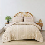 7-Piece Cozy Cut Flower Comforter Sets Queen - Soft Microfiber, Lightweight, Breathable - Twin/Full/Queen/King Summer Bedding Se