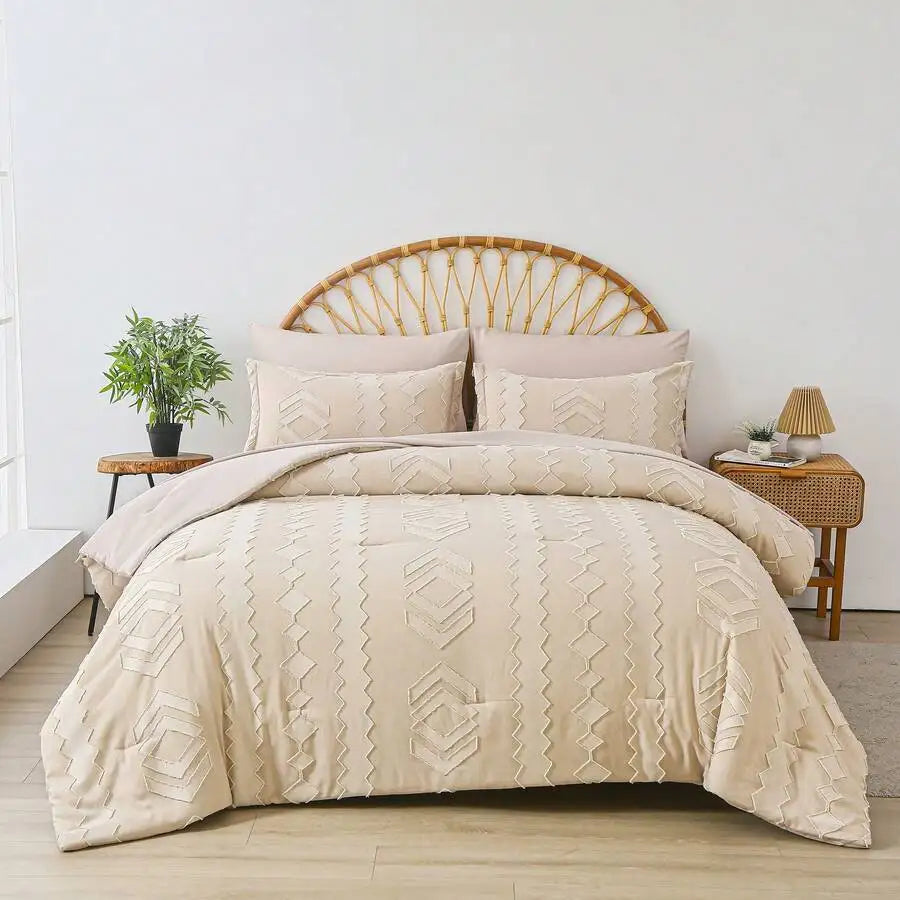 7-Piece Cozy Cut Flower Comforter Sets Queen - Soft Microfiber, Lightweight, Breathable - Twin/Full/Queen/King Summer Bedding Se