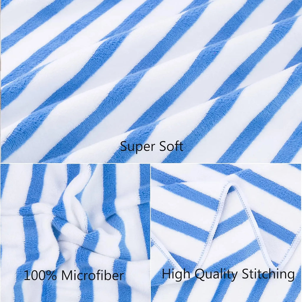 Microfiber Beach Towels, Large Bath Towel Set for Adult, 6 Pack, 27" x 55" - Cabana Stripe - Absorbent, Quick Dry for Pool,