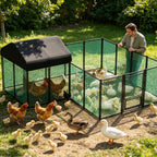 Large Metal Chicken Coop Cage Chicken Run with Waterprrof Cover Walk-in Cage Kennels Poultry House for Outdoor Hens Ducks Gooses