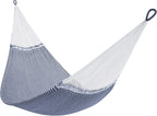 Stripe Navy Blue - White Handwoven Double Hammock, Fits 1 - 2 PPL, 400lb Max, Weathersafe & Ultra Soft