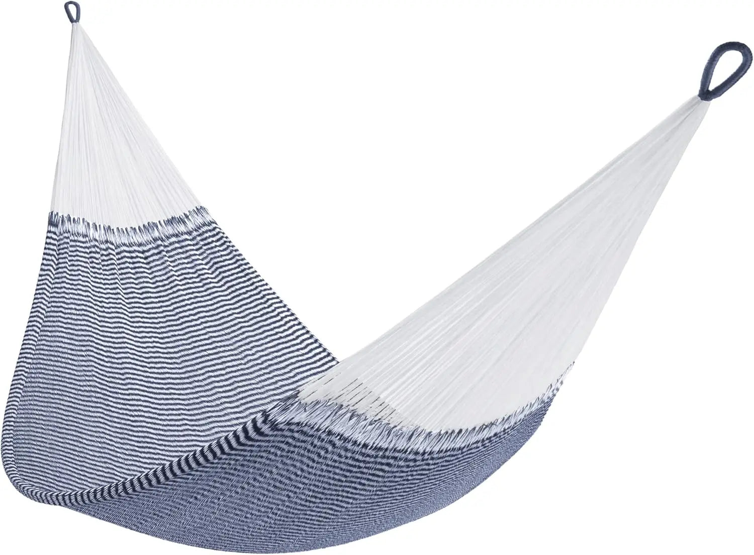 Stripe Navy Blue - White Handwoven Double Hammock, Fits 1 - 2 PPL, 400lb Max, Weathersafe & Ultra Soft