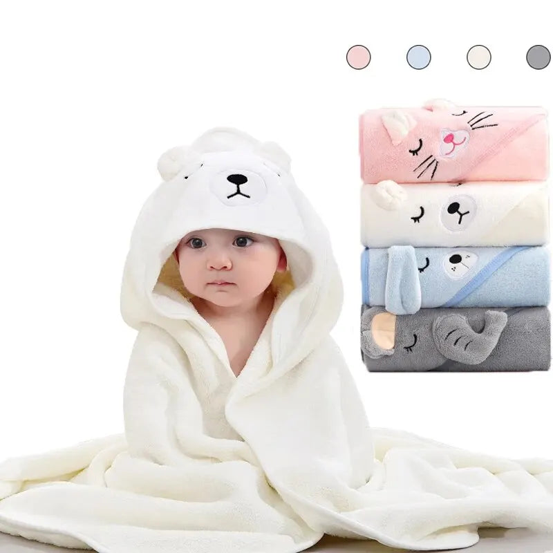 Toddler Bathrobe Infant Bath Towel Boy Girl Blankets Swaddle With Hood Cartoon Coral Fleece Towel Blanket Newborn Kids Bedding baby bath towel banheiras de bebê robôs bathrobes