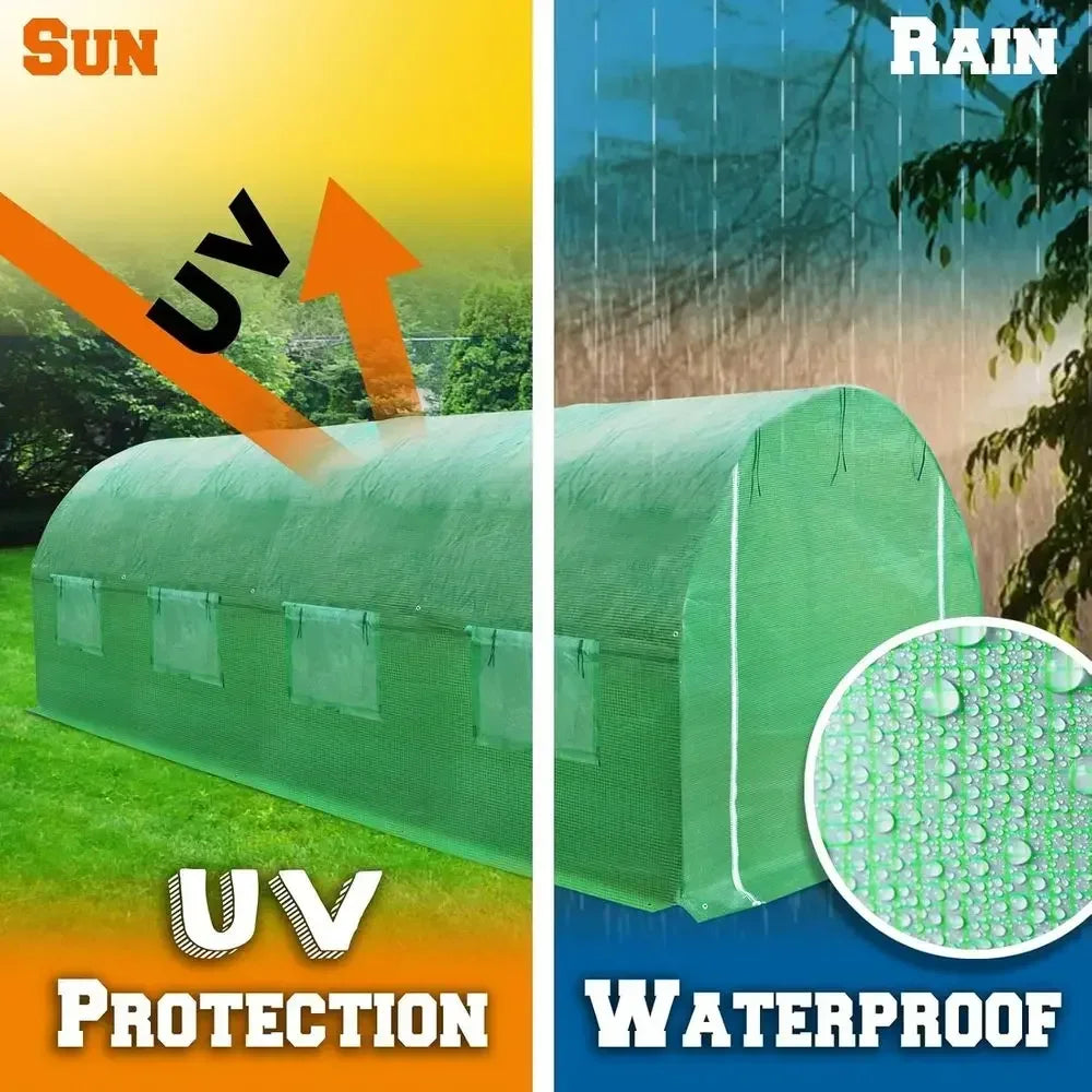 20' x 10' x 7' Greenhouse Cover for Outdoor Hot Garden House with Support Arches for Climbing Plants and Vegetables
