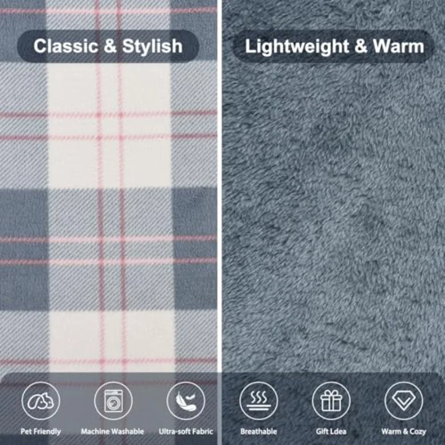 Wearable Blanket Compact Pillow 2-in-1, Lap Blanket Poncho with Button Plaid Throw Cushion for Home Office Sofa