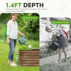 Galvanized Raised Garden Bed Outdoor- 2PCS 8x2x1.4ft Oval Steel Raised Beds for Gardening Metal Planter Box with Protective Str