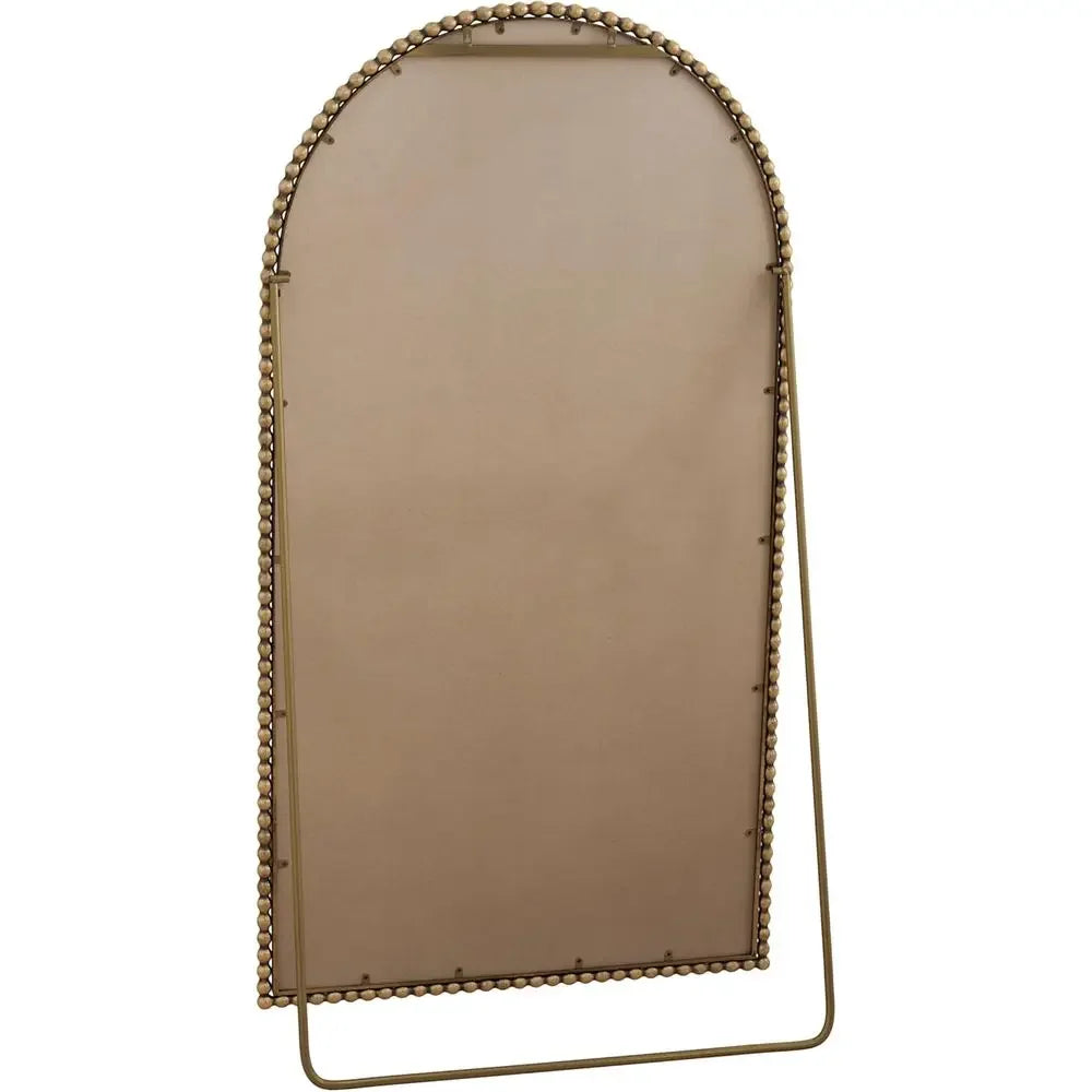 65 x 35 Arched Vintage Floor Mirror with Stand, Elegant Gold-Toned Full-Length Mirror for Living Room, Bedroom, or Dining Area