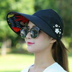 Sun hat, summer sun protection, fashionable, women, summer vacation, wide-brimmed foldable UV protection beach sun hat, open-top top hat, Korean style