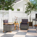 3 Pieces Wicker Patio Bistro Set Outdoor with Cushions, Gray