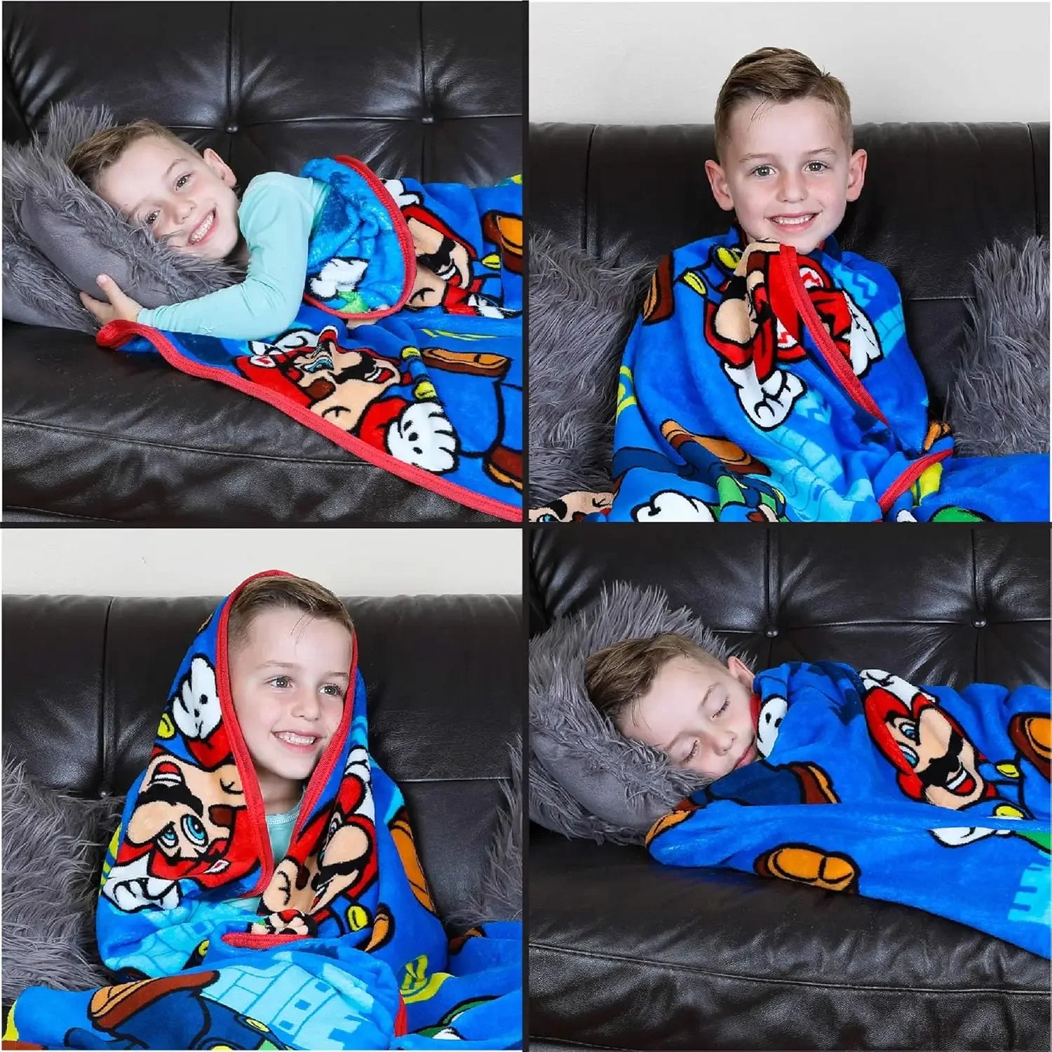 Super Soft Plush Throw Blanket 46x60 Inch for Kids, Cozy Micro Raschel Blanket for Couch