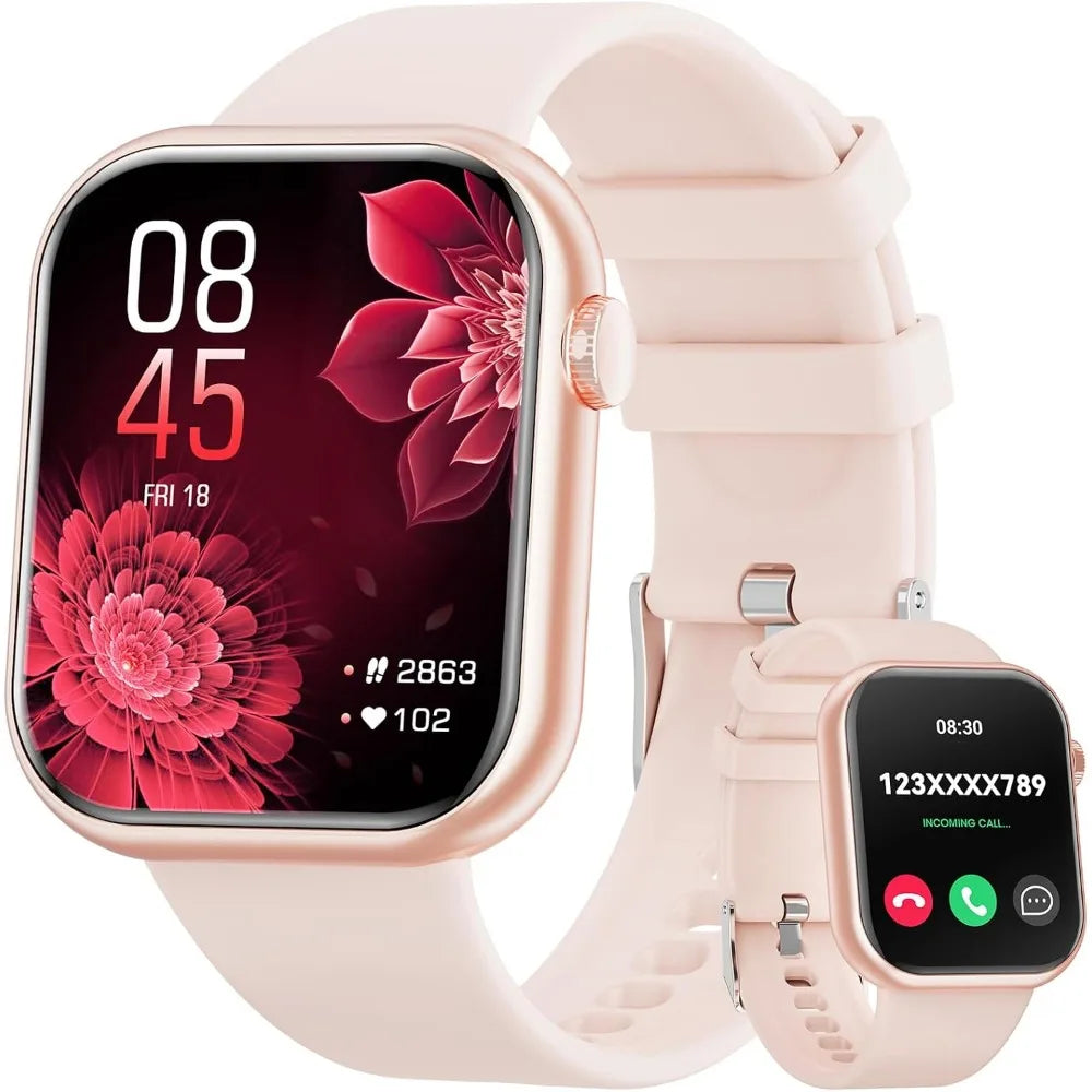 Smart Watch 1.85" Fitness, Call Answer, Custom Dials, Pedometer, Calories, Multi-Sport Modes, Voice Assistant for Android/iOS