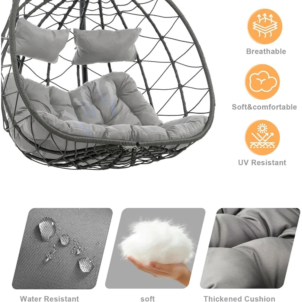 Two Person Hammock Swing Chair with Cushion for Indoor and Outdoor Use