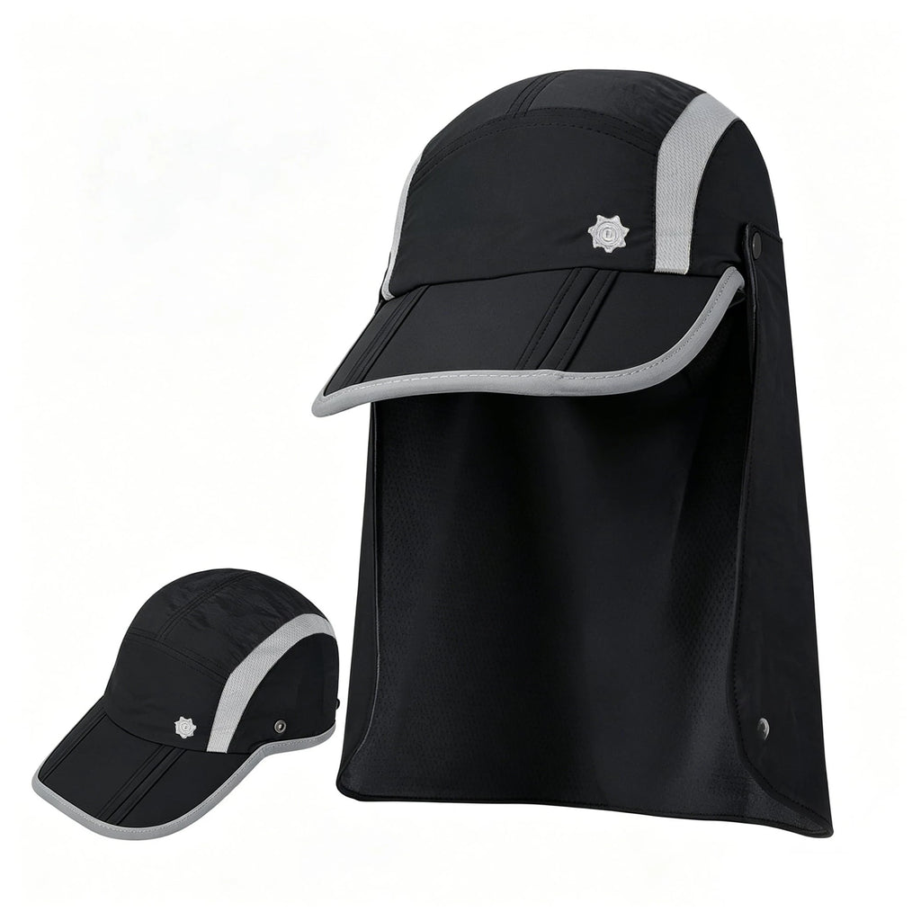 Quick Dry Breathable Sun Hat With Detachable Neck Flap Foldable UPF50+ UV Protection Wide Brim Fishing Baseball Cap For Travel Camping Cycling