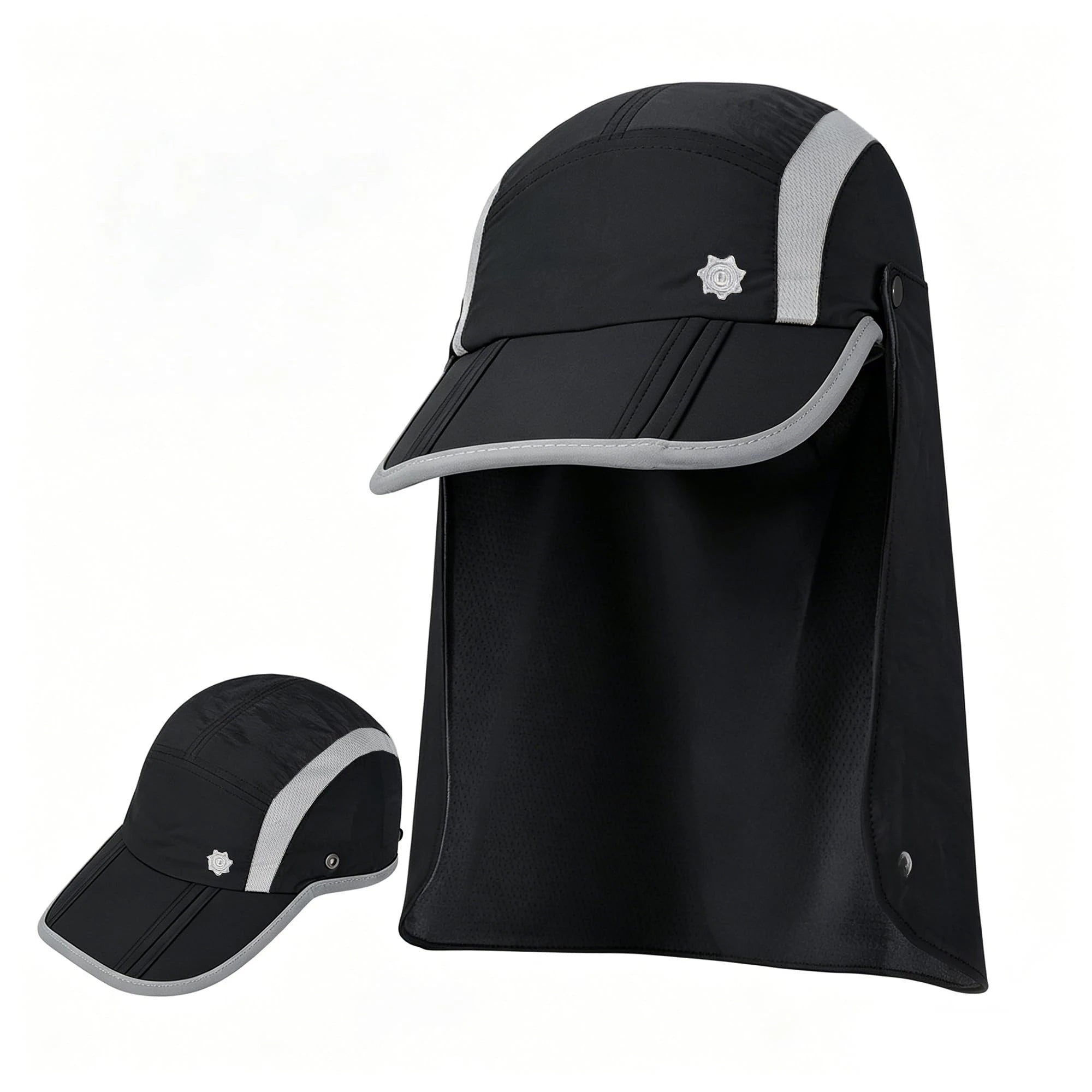 Quick Dry Breathable Sun Hat With Detachable Neck Flap Foldable UPF50+ UV Protection Wide Brim Fishing Baseball Cap For Travel Camping Cycling