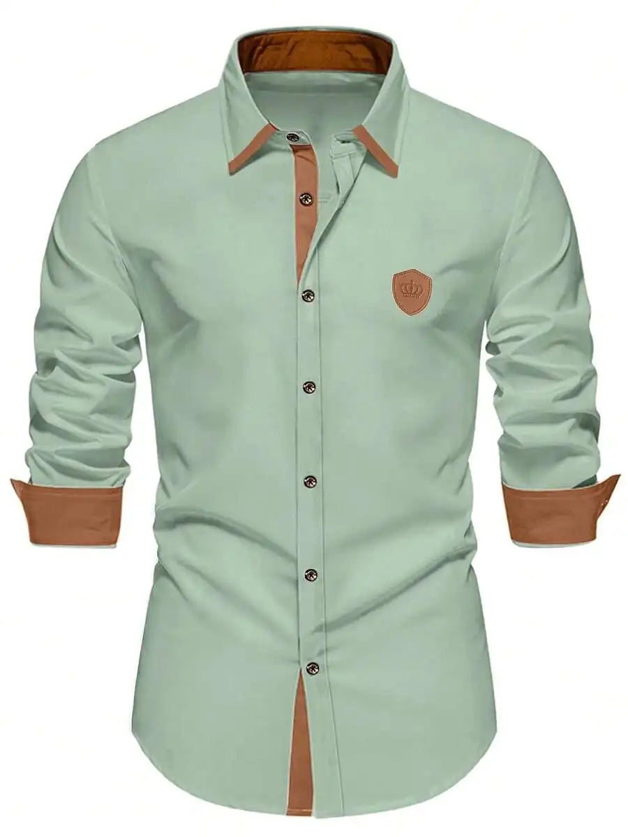 Mens Business Casual Long Sleeve Button Down Dress Shirt Formal