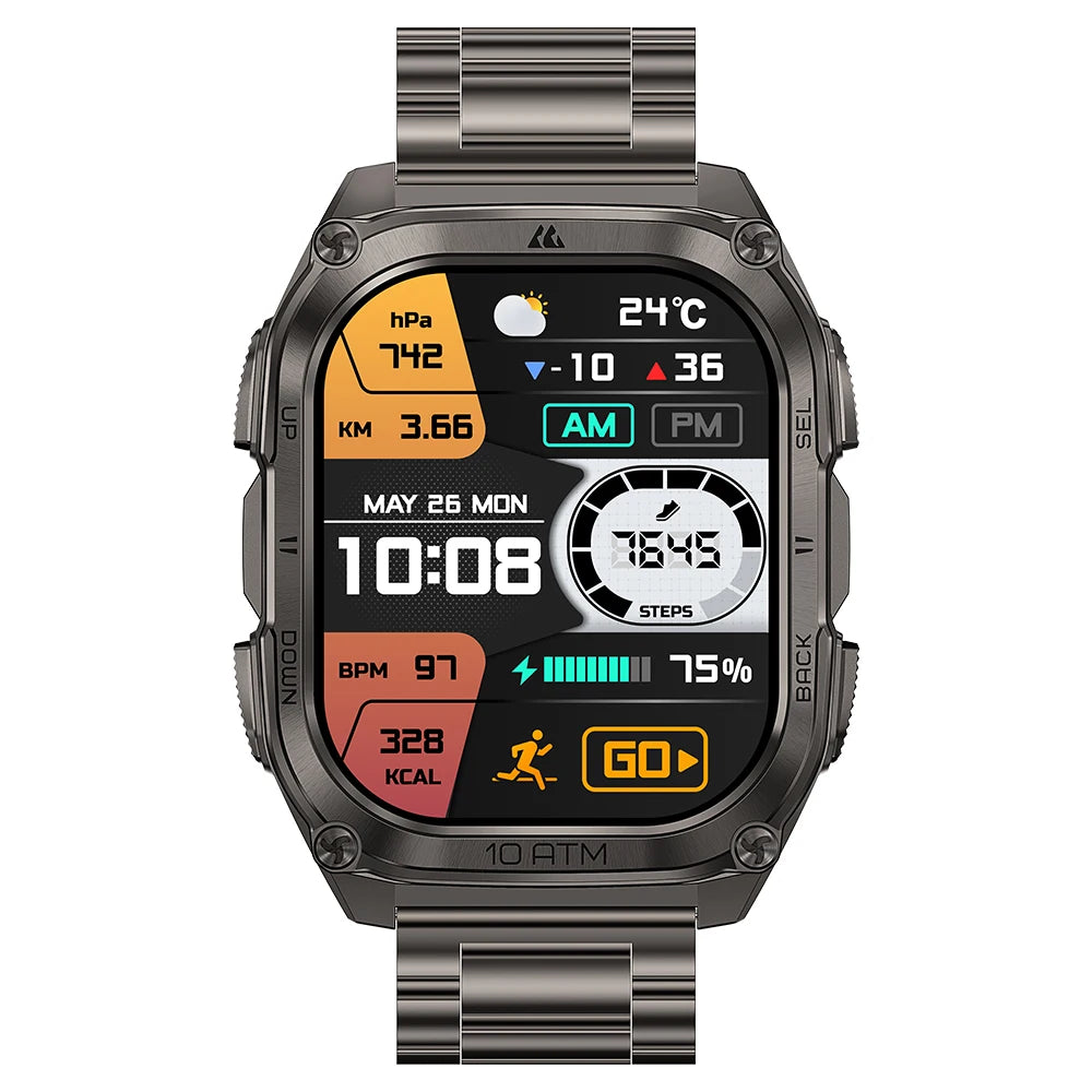 KOSPET Tank M4 Special Edition Men's Smartwatch 1.96 Inch AMOLED 10ATM Waterproof Freediving Offline Maps GPS 2 Wristbands