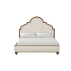 Rustic Oak 3-Piece Eastern King Bed with Nightstands, Solid Wood, Unique Legs, Upholstered Frame, Traditional Design