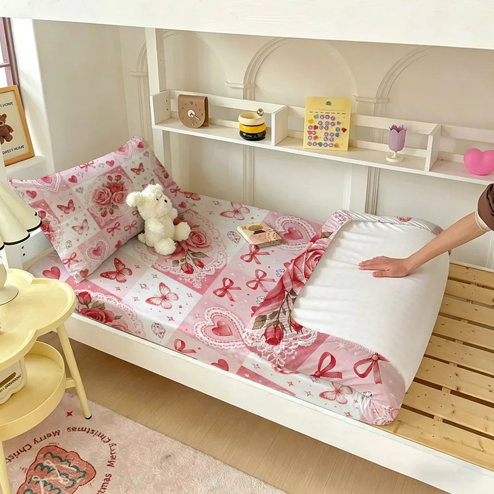 3pcs Spring Colored Flower Printed Coreless Bed Sheet Summer Set Multi Size Comfortable Bedding Decoration Machine Washable