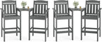 Farini Set of 2 Tall Adirondack Chairs, HDPE Bar Stools with Connecting Tray, All-Weather Patio Chair, Bar Height for Balcony