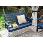 Extra Wide 2-Person Porch Swing, Blue, Durable HDPE, Stainless Steel Chains, Weather-Resistant, Ideal for Garden and Deck