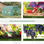 7x7x15 Walk-in Tunnel Greenhouse, Roll-Up Door, Windows, PE Cover, Ideal for Plant Growing in Backyard Garden