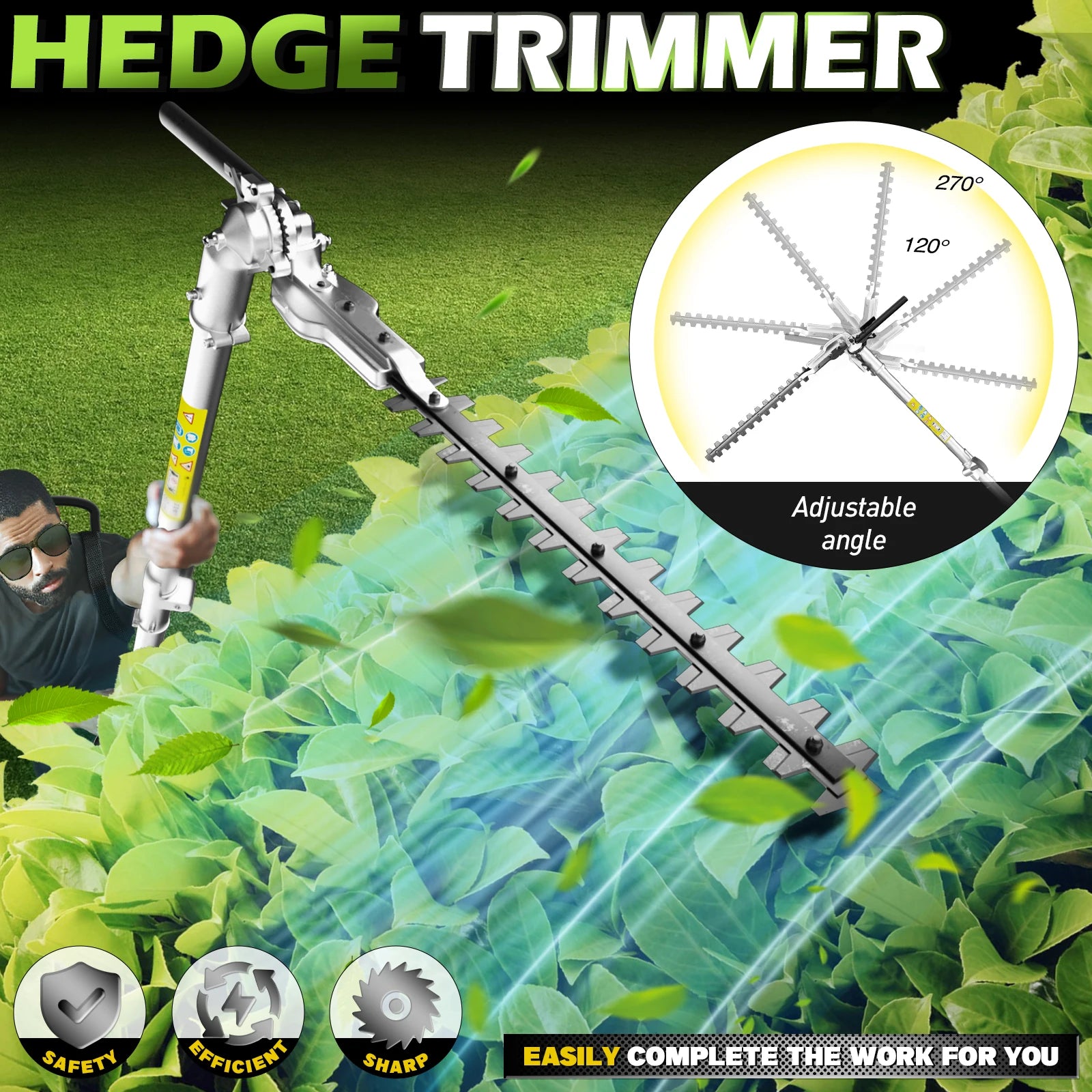 52cc 6 in 1 Gas Hedge Trimmer,Brush Cutters Weed Eater Wacker Gas Powered,Gas Pole Saw Chainsaw,Grass Pruner Multifunctional for Yard Garden Lawn Care