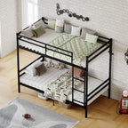 Twin Over Twin Metal Bunk Bed Convertible 2 Single Beds Heavy Duty Noise-Free Frame With Ladder Guardrails No Box Spring Needed Black