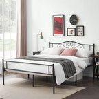 Twin Full Queen Metal Bed Frame With Headboard 1800lbs NoiseFree Steel Platform, 13 Underbed Storage Industrial Chic Design, No