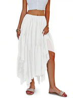 Womens Boho Asymmetric High-Low Hem Flowy Maxi Skirt Casual Summer