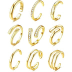 14K Gold-plated Toe Rings for Women Simple Hug CZ Triple Open Band Rings Trendy Adjustable Toe Rings Summer Beach Foot Jewelry