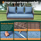 Durable 3-Person Porch Swing with 900lbs Capacity, Hanging Chains, Cushions, and Cup Holder