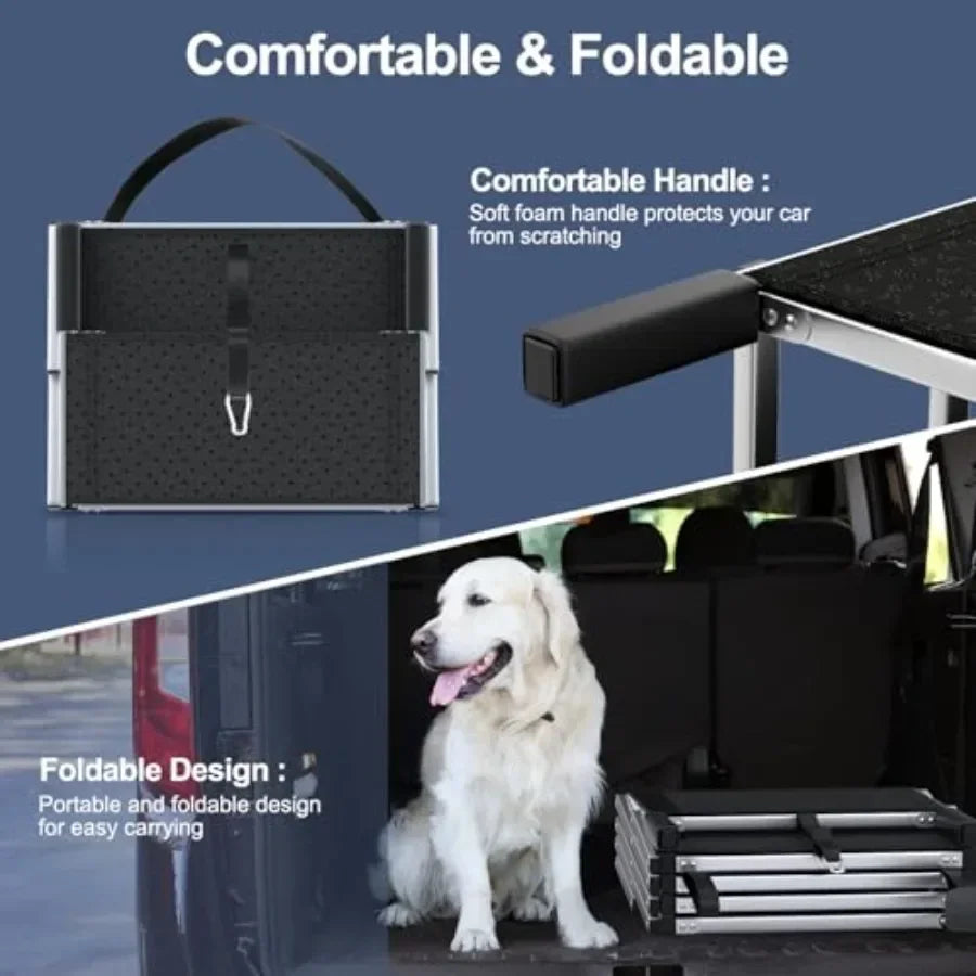 Extra Wide Dog Stairs for Large Dogs, Foldable Dog Ramp for Car with Non-Slip Surface, Dogs Stairs for Cars, High Beds, Truck,