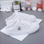 2024 Spring Summer Women Canvas Sneakers Low Top Lace Up Denim Flat Shoes Female Casual Board Shoes