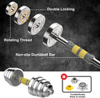 Home Gym Fitness Workout, Steel Dumbbell Set, 3 in 1, 44/66/88 LBS