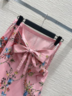 Women Pure Cotton Poplin Printed Big Swing Skirt Elegant Versatile Casual Midi Skirt