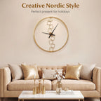 Large Wall Clock, 27” Nordic Style Big Metal Clock, Non-Ticking Decorative Clock
