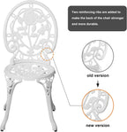Outdoor Patio Bistro Set 3 Piece Cast Aluminum Rose Pattern Table And Chairs Durable All Weather Rust Resistant Garden Balcony Deck Furniture Rose White