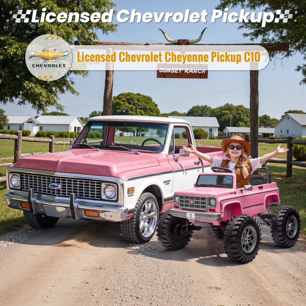 Licensed Chevrolet Cheyenne 24V Ride on Car 4X200W Motor Remote Control Decoration Streamer 24 Volt Ride on Toys for Kids