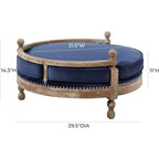 Handcrafted Weathered Oak Dog Bed with Removable Waterproof Velvet Cushion, Navy Blue