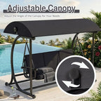 Adjustable 2-in-1 Porch Swing Bed with Cushion, Outdoor Swing Bench, Grey