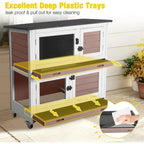 2-Story Indoor-Outdoor Pet House with Wheels for Rabbits and Guinea Pigs