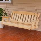 Durable 800 lbs Capacity 4-Person Porch Swing with Cup Holders, Untreated