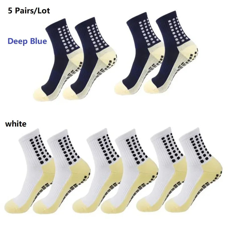 1/5/10/20 Pairs Unisex Mid Calf Sports Socks Silicone Anti Slip Dots Football Basketball Yoga Athletic Socks For Men
