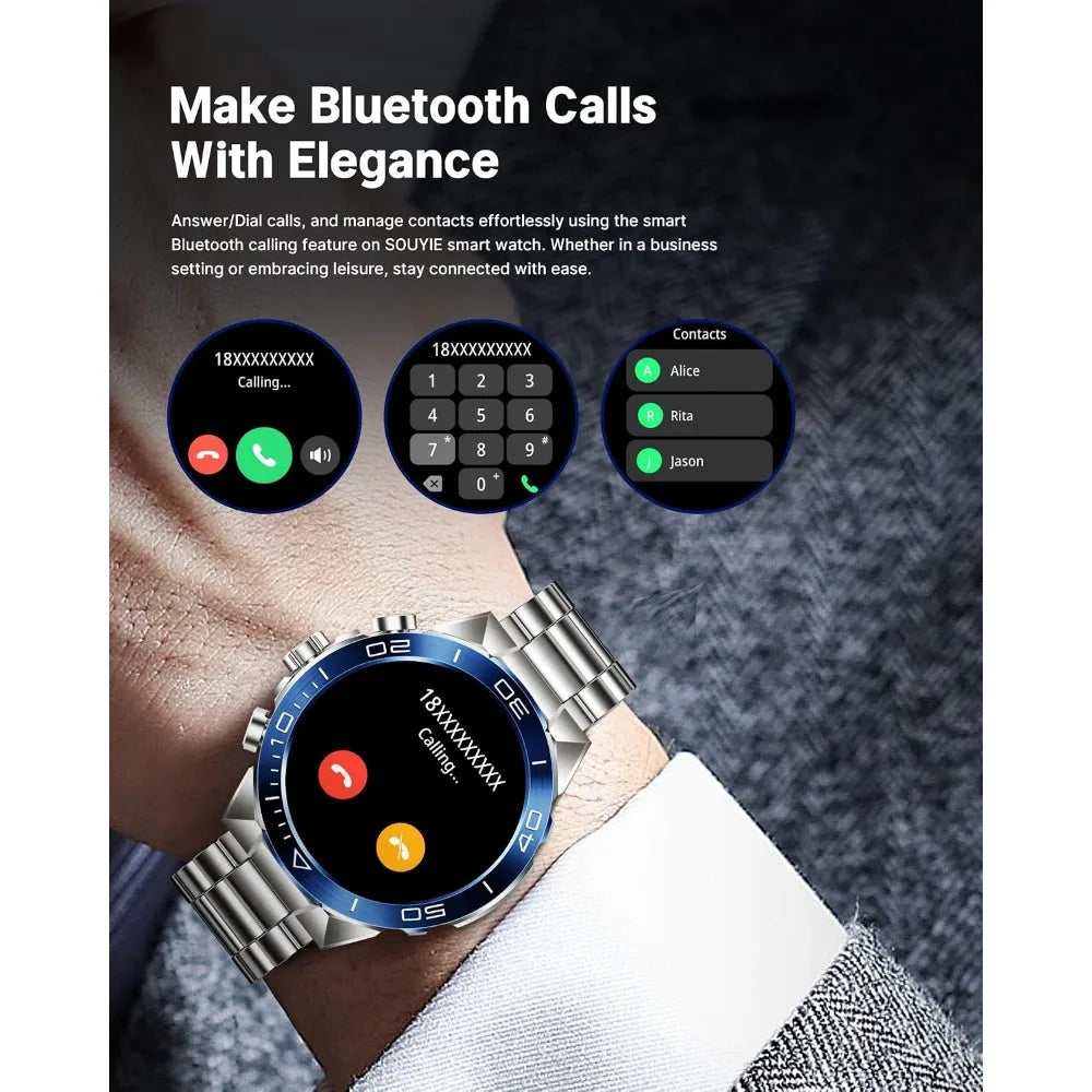 1.43" AMOLED Screen Smart Watch for Men with 24/7 Health Monitor, Fitness Tracker & 400mAh Battery