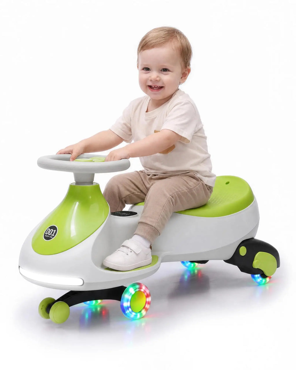 12V 2-in-1 Kids Electric Wiggle Car Ride On – Pedal & Swing, 360° Steering, Flashing Wheels, Music, Anti-Rollover, Rechargeable Battery, High Weight Capacity – Indoor Outdoor