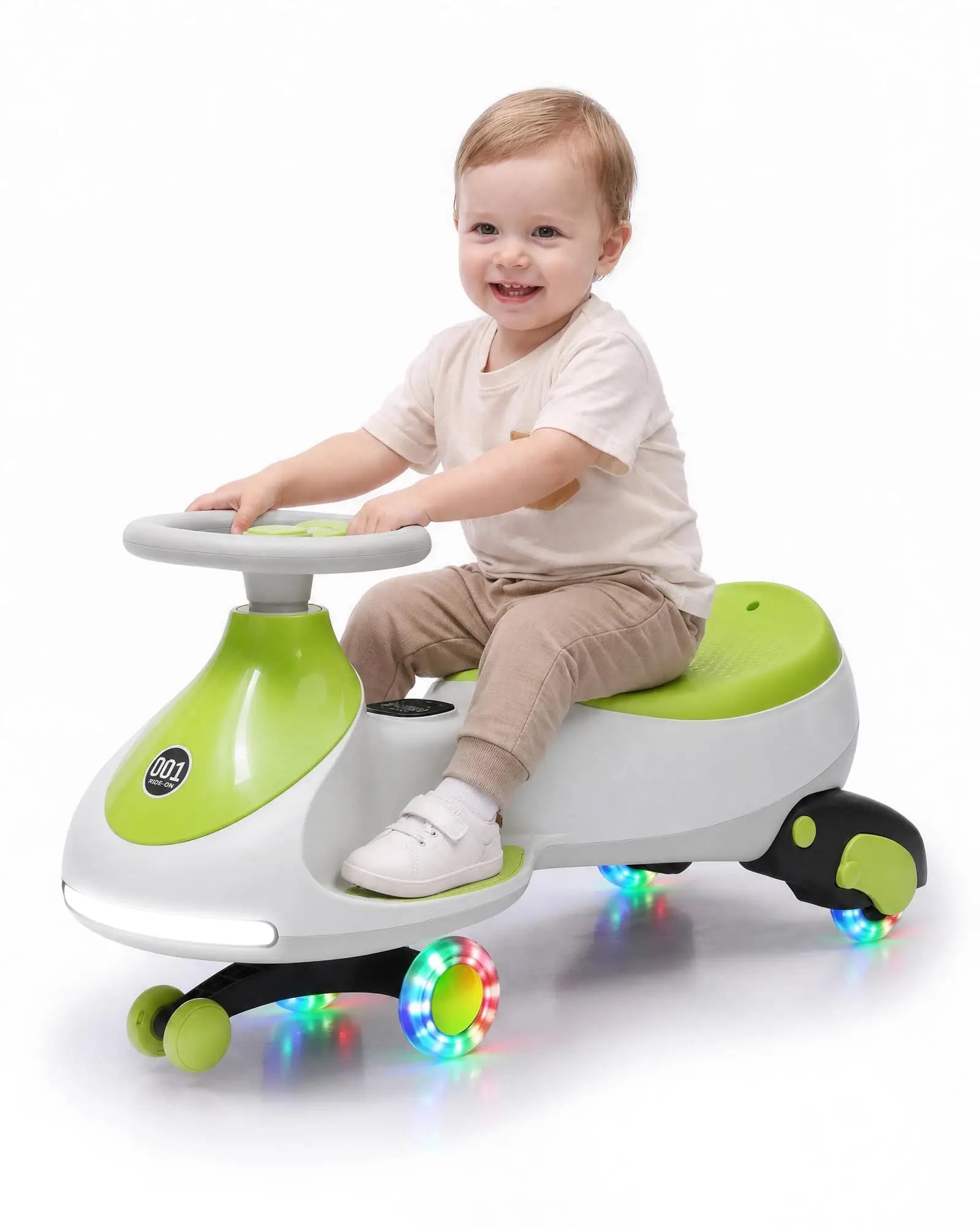 12V 2-in-1 Kids Electric Wiggle Car Ride On – Pedal & Swing, 360° Steering, Flashing Wheels, Music, Anti-Rollover, Rechargeable Battery, High Weight Capacity – Indoor Outdoor