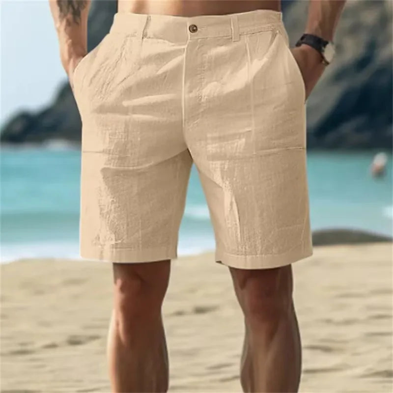 Casual Shorts Summer Men Loose Five Inch Short Pants Cotton Linen Thin Breathable Soft Beach Daily Outdoor Sports Bottoms